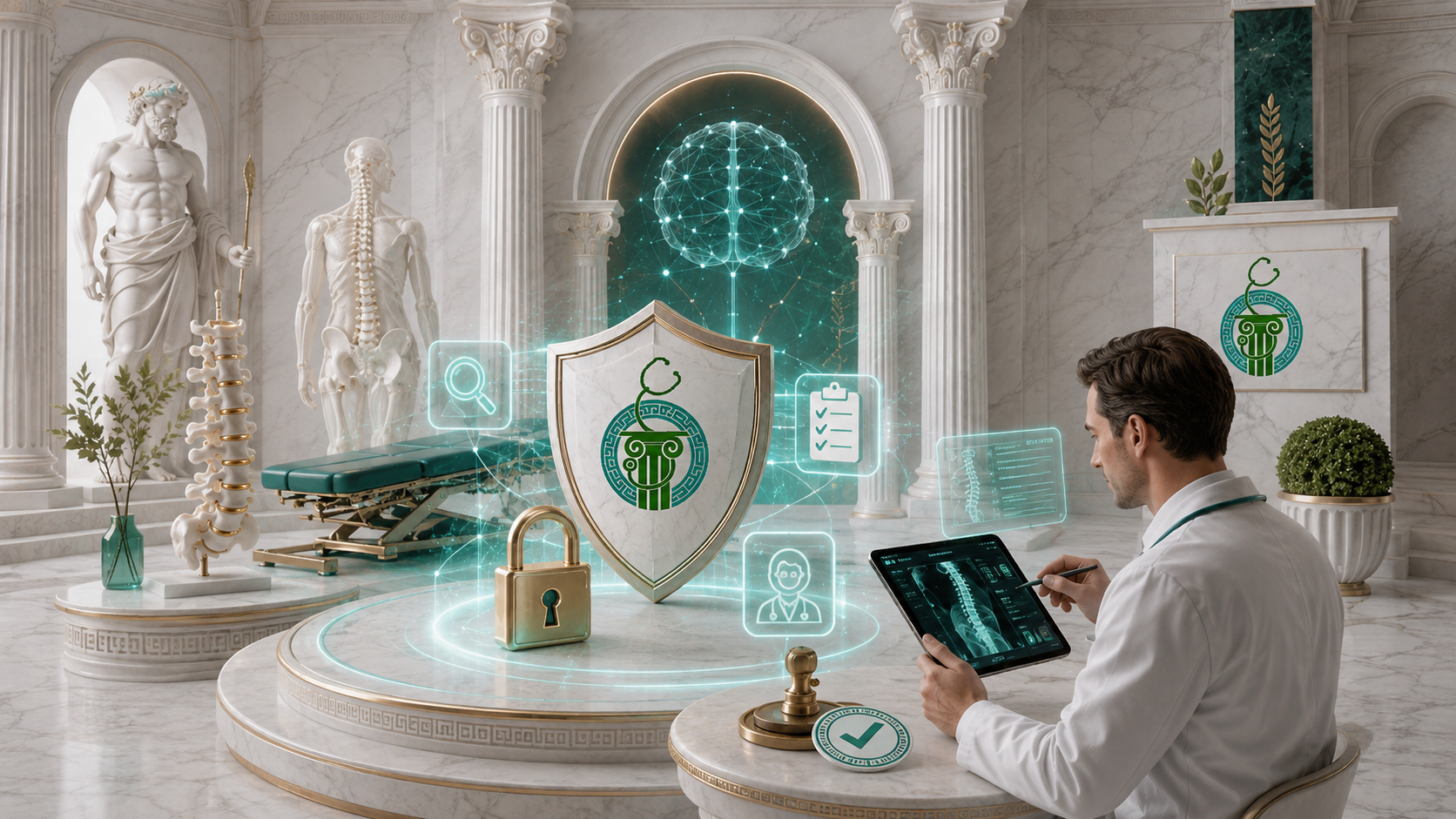 AI guardrails for chiropractors illustrating privacy, responsible review and protected healthcare data