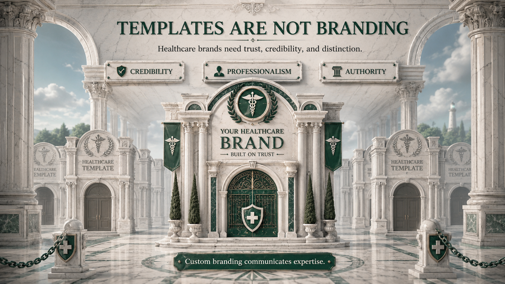 Healthcare branding principles including credibility, professionalism and authority